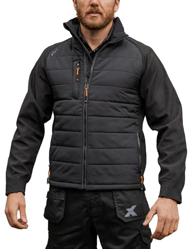Xpert - Pro Rip-Stop Hybrid Everyday Work Wear Jacket. Lightweight And Breathable Water Resistant, Insulated Windbreaker Jacket For Men With Anti Rip Fabric and Zip Pockets (UK L)