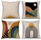 Hnmdmyi Kissenbezug Boho 45x45 4er Set, Abstrakte Sonne Sonnenuntergang Sonnenaufgang Linie Regenbogen Berg Dekorative Kissenbezüge Natur Landschaft Moderne Kunst Leinen Kissenhülle für Home Decor