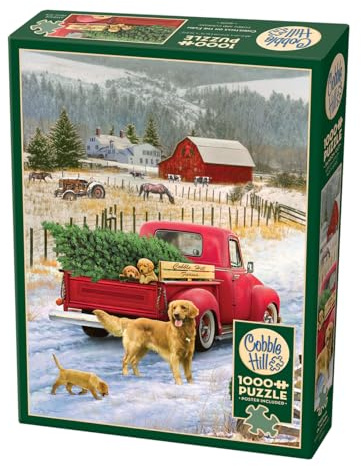Cobble Hill Puzzle Company Ltd. Puzzle Christmas on The Farm, 1000 Teile, Probeposter inklusive, Deluxe