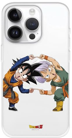 Hülle Kompatibel mit iPhone 15 Pro Offizielle Dragon Ball Goten und Trunks Fusion zum Schutz Ihres Handys, Transparente flexible Silikonhülle mit offizieller Dragon Ball Lizenz