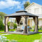 UDPATIO 3x3,65m Tonnelle de Jardin Extérieur en Aluminium, Pergola Résistante à l'eau et au Froid avec Double Toit en Acier Galvanisé, Incluant Moustiquaire et Vidéo d'Installation, Beige