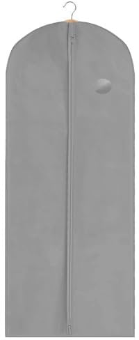 Long Garment Bag, Grey Dress Cover, 60cm x 150cm, Clothing Storage Bags, Travel, Weddings, Suits, Dresses, Water Resistant Protective Cover, Garment Suit Cases