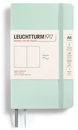 LEUCHTTURM1917 370329 Notizbuch Pocket (A6), Softcover, 123 nummerierte Seiten, Mint Green, Blanko