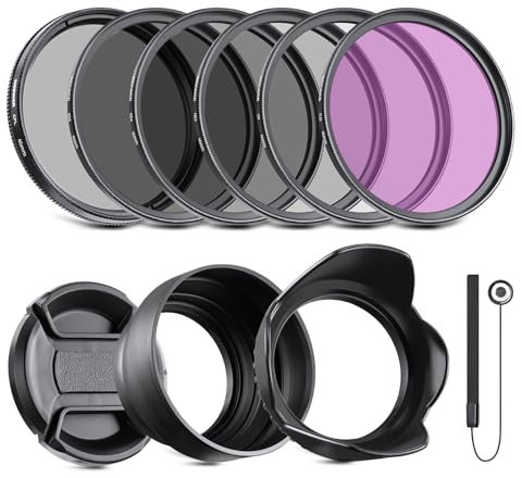 NEEWER 46 mm Confezione di filtri ND e accessori per lenti, Kit filtri ND2 ND4 ND8 UV FLD CPL (polarizzatore circolare) con copriobiettivo