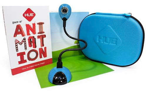 HUE Animation Studio (Bleu) : Kit Stop Motion Complet (Caméra, Logiciel, Livre) pour Windows/macOS avec Etui de Transport