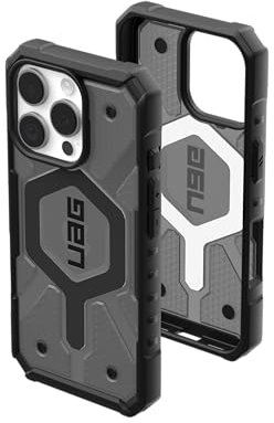 URBAN Armor Gear Pathfinder MS Hülle kompatibel mit Apple iPhone 16 Pro Case (Wireless Charging/Magnetisches Aufladen kompatibel, Fallschutz nach Militärstandard) ash (grau transparent)