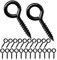 Qrity 20 Piezas Tornillos de Ojal 20mm, Tornillo Ocular, Tornillo Autopropulsado, Gancho de Techo, Tornillo de Apriete, Tornillo Anular, Gancho de Techo, Negro