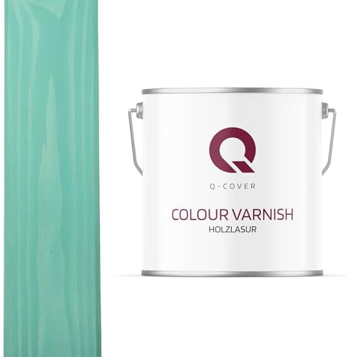 Q-Cover Holzlasur Farbton Türkis5 LSatin Holzschutz Holzschutzlasur Lasur Wasserbasierte Innen Außen Lasur Abperleffekt Für Holz