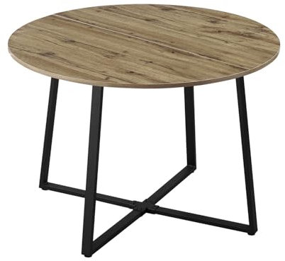 DUBI Möbel Esstisch NOA, Rund 110x110 cm Esszimmertisch Küchentisch Holztisch für Küche, Esszimmer, Industrial modern Design, Eiche Optik, 11216-US-EIDA