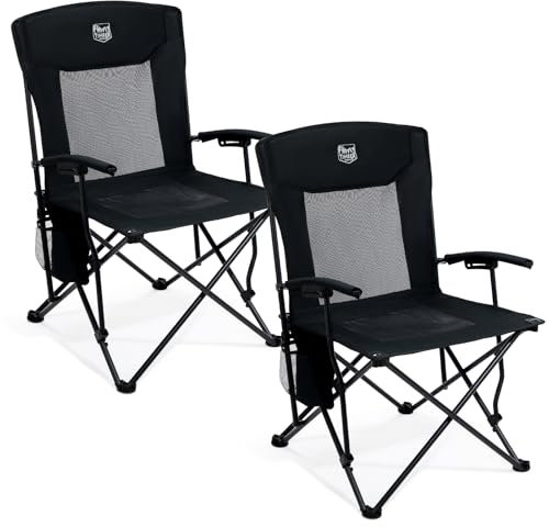 TIMBER RIDGE Campingstuhl Faltbar leicht Klappstuhl 150 kg Belastbarkeit mit hohem Rücken und Netzrücken Outdoor bequem, tragbar Strandstuhl für Festival, Angeln, Garten, Picknick, Essensbereich