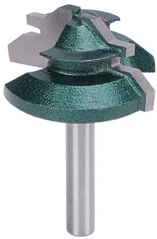 45 Degree Lock Miter Router Bit, 6MM Shank 1 3/8in Diameter Joint Router Bit Woodworking Tools, Alloy Blade and Carbon Steel, Anti Kickback Design, for Wood, MDF, Particleboard