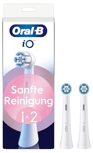 Oral-B iO Sanfte Reinigung, Original Aufsteckbürsten, geeignet für empfindliches Zahnfleisch, Weiß, 2 Stück