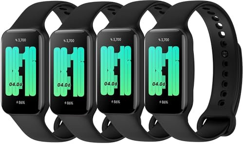 Yisica Correa Compatible con Xiaomi Smart Band 8 Active/Redmi Smart Band 2 Mujer Hombr, Pulsera de Repuesto de Silicona Suave para Xiaomi Smart Band 8 Active (Negro*4)