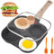 AHFLRTO - Padella per uova, antiaderente, in alluminio, con coperchio, per uova, mcmuffin, pancake, crepes, panini, compatibile con fornelli a gas e piano cottura a induzione