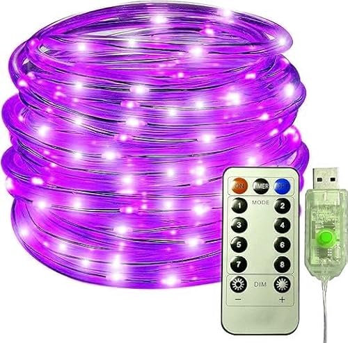 LED fata corda stringa luci, 5m 50LED USB tubo stringa luci 8 modalità, impermeabile LED fata luci decorazione per festa matrimonio giardino Natale (Viola)