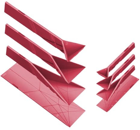 DOOCECIY 2 Pcs Red Polygons Flat Measuring Spoon, 6 Different Sizes 3-in-1 Multifunctional Polygon Folding Spoons