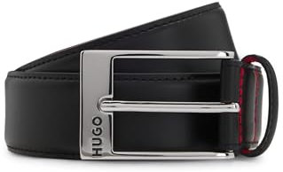 HUGO Herren BARNEY Gürtel aus Lackleder mit roter Innenseite Schwarz001 105