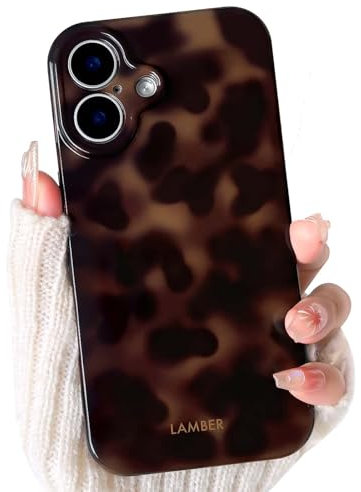 NITITOP Compatible with iPhone 16 Case Cute Stylish Leopard Print Brown Amber Aesthetic Tortoise Design for Women Girls Men Soft TPU Shockproof Protective Cover - Brown