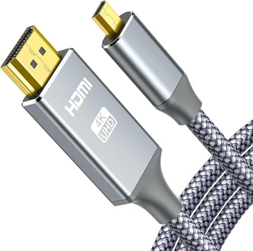 Micro HDMI auf HDMI Kable 2M 4K Ultra HD, 3D, 1080p, HDR, ARC Highspeed kompatibel mit Raspberry Pi, Kameras, Go Pro Hero, Monitor, Laptops, Cam Link