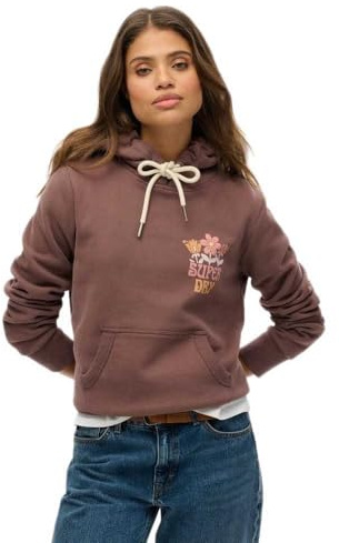 Superdry Damen Summer Garden Kapuzenpullover French Roast Braun 40