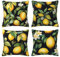 Kissenbezug 45x45 cm Pflanzen Sofakissen 4er Set Leinen Dekokissen Kissenbezüge Couchkissen Zitrone Outdoor Kissen Zierkissen Kissenhüllen für Schlafzimmer, Sofa, Bett, Garten Deko Kissen -LI277
