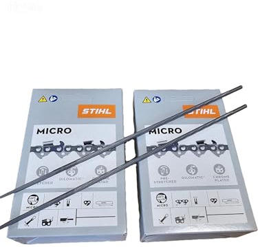 2x Sägekette für STIHL Oilomatic Picco Micro 3 u. 2 x Kettenschärffeile 4.0 mm. (PM3) Halbmeißel 3/8'P 1,3mm 35 cm 50 Treibglieder (3636 000 0050)(56057714006).
