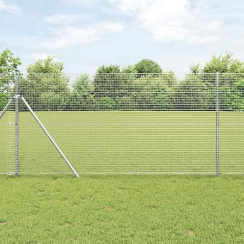 Zaunpfosten Silber 25 x 1 m, 19x19mm Draht, Stahl, Pulverbeschichtet, Wetterbeständig, für Gartenzaun & Sichtschutz im Außenbereich
