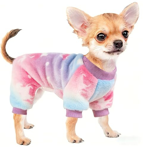 Hundepyjama Kleine Hunde Schlafanzug Fleece Rosa Hundepullover Katzenpullover Herz Hunde Pullover Kleine Hund Hundekleidung Warme für Chihuahua,XXS