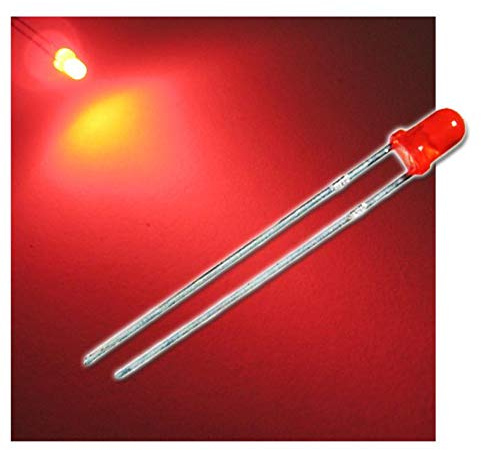 world-trading-net - 100 LEDs 3mm diffus rot Typ WTN-3-2400r, Leuchtdiode, bedrahtet, Diode leuchtend, als Bauteil