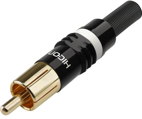 Hicon Cinch-Steckverbinder Stecker, gerade Polzahl: 2 schwarz, weiß 1 St.