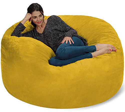 Chill Sack Bohnenbeutelstuhl: Riesen-5' Memory-Foam-Möbel Sitzsack - großes Sofa mit weicher Microfaserabdeckung - Zitrone