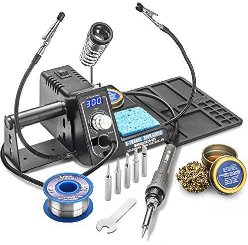 The original X-Tronic 3020-XTS • 75W soldering station kit • 2 help hands • Silicone tool mat • 5 additional tips • 50g soldering roller • Sponge