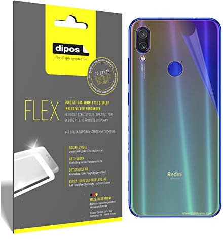 dipos I 3X Protector de Pantalla Compatible con Xiaomi Redmi Note 7 Trasero - Cobertura 100% Compatible con Pantalla - láminas Protectoras
