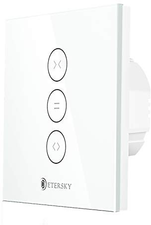 【LED Controlable】WiFi Interruptor Persiana, Etersky Interruptor WiFi, Control de APP y con Temporizador, Compatible con Alexa y Google Home para Motor Persiana Tubular (Se Necesita Cable Neutro)