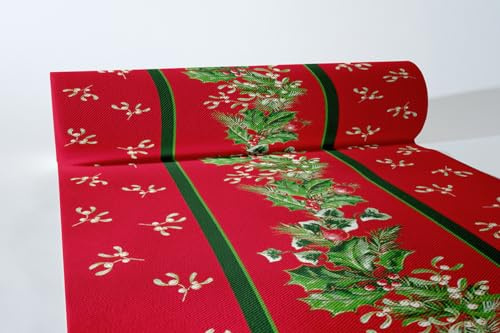 Mank GmbH Airlaid Tischläufer 40 cm x 24 m, Tischdecken Rolle stoffähnlich, praktische Einmal Tischdecke für Weihnachten 1 Stück auf Rolle Elise