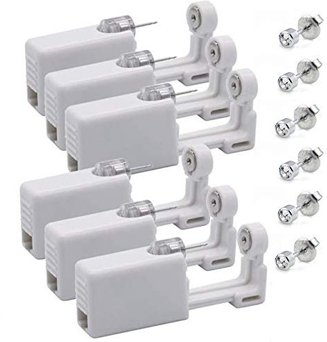 EMMEXX 6 Packungen Einweg-Ohrpiercing, Ohrstecker, Sicherheits-Profi-Werkzeugset, für Frauen Männer Salon & Heimgebrauch