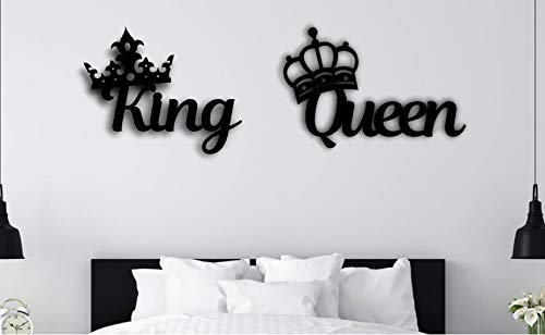 King and Queen Wanddekoration Kind Queen Deko Wanddeko Holz Schlafzimmer Wanddeko Ornamente Minimalistische Wandkunst Hängende Dekoration Paar Geschenk King Queen Wall Decoration