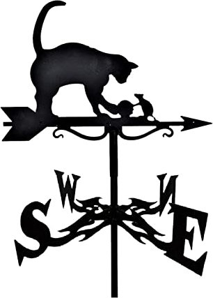LOVIVER aus aus Wetterfahne Dach Montieren Klassische Schwarz Wetterfahne Ornament für Garage Kuppel Scheune, Katze und Ratte