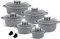 EB-8144 - Keramiktöpfe - Antihaftbeschichtung - Granit-Töpfe mit Deckel - Perfekt für Gas, Elektro, Halogen, Keramik und Induktionsherde