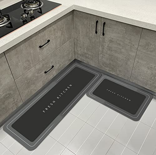 Hoimlm Kitchen Rug Set 2 Piece Non Slip and Anti Fatigue Kitchen Mat, Washable Mats and Rugs for kitchen,Hallway Runner Set, Dining Room, Entryway and Home Decoration Office