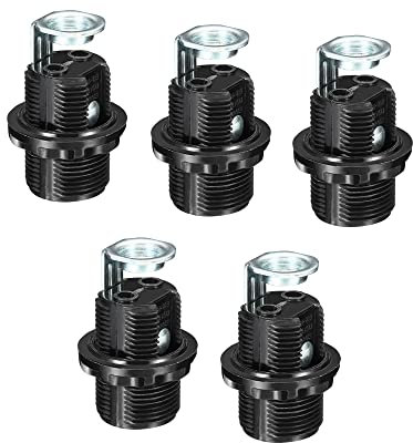 PATIKIL E12 Ampoule Support Lumière Prise, 5 Paquet Vis Entièrement Filetage LED Ampoule Lampe Support pour Pendant Lumières, Noir