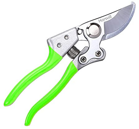 Horsvill Sécateur de jardin, Ciseaux de jardin fabriqués en acier japonais SK4, Secateur de jardin à économie de travail pour la taille des branches épaisses et du bambou, Ciseaux à fleurs (Vert)