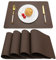 Vinjiasin Platzsets aus braunem Leder, für Innen- und Außenbereich, Küche, Esstisch, Matten, Herbst, wasserdicht, abwischbar, leicht zu reinigen, hitzebeständig, stabil, wendbar, 4 Stück