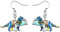 NEWEI Fantasy Emaille Dragons Ohrringe Cute Dragon Geschenke Drache Schmuck Charms für Damen Frauen Mädchen (Dinosaurier Triceratops Blau)