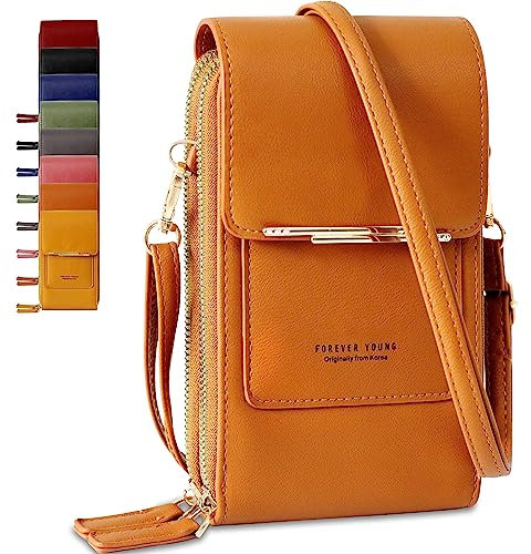 Lakpopya Handytasche zum Umhängen Damen aus PU Leder, Multifunktionale Kleine Handytasche Damen mit Geldbörse zum Umhängen, Handy Umhängetasche Damen für unter 6,9 Handy (braun)