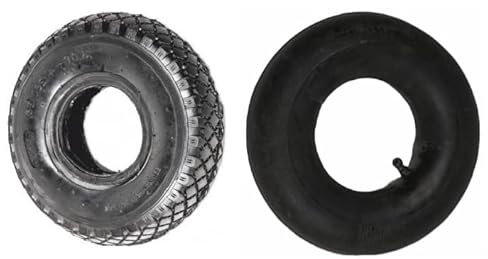 Elkoza® Tyre and Innertube 4.10/3.50-4 Heavy Duty Pneumatic Rubber Wheel 4Ply Thickness Inner Outer Tubes Tire Set Replacement Tyre for Wheelbarrows Sack Truck Hand Trolley Cart