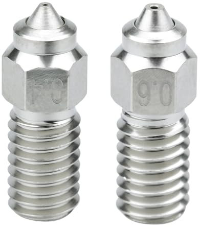 Upgrade Bimetal Nozzles 0.4mm 0.6mm Hardened Steel Plated Copper High Temperature Compatible with ELEGOO Neptune 4/4 Pro 3D Printer Print PEI PEEK or Carbon Fiber Filament (1x0.4+1x0.6)
