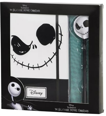 Disney L'Étrange Noël de Monsieur Jack Face-Coffret Cadeau avec Journal et Stylo à Bille Fashion, Noir, 22,4 x 23,2 cm