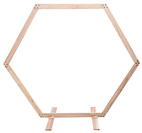 LANNADD 7.6 Ft Hochzeitsbogen, Aus Holz Hexagonal Hochzeit Hintergrund, Holz Hexagon Blume Arbor Stand Traubogen Hochzeit Mit Basis Geeignet für Hochzeiten und Geburtstagsfeiern