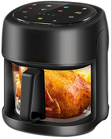 Friggitrice ad aria calda, 4,5 l, Smart Airfryer con schermo completo e finestra di visualizzazione, 8 programmi, cottura e cottura senza grasso, friggitrice ad aria calda Hriteuse con facile pulizia,